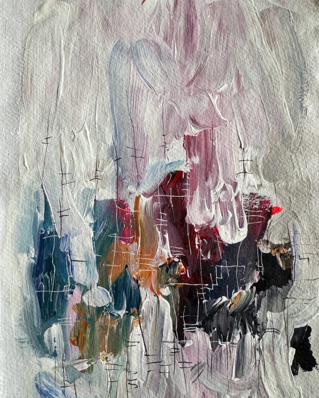 Painting No. 006 by Ehab Omaro, an expressive mixed-media work on paper